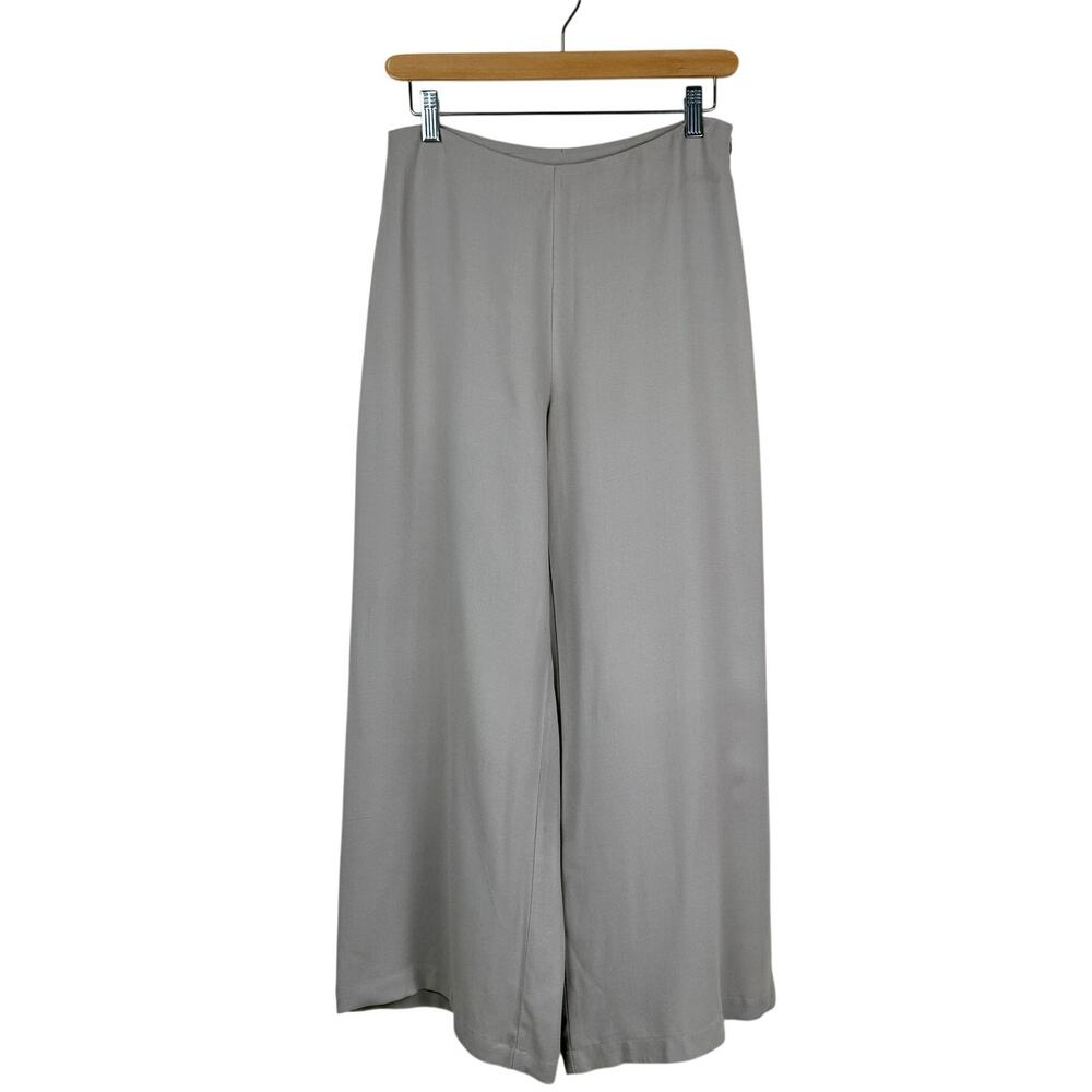 Eileen Fisher Wide Leg Pants Womens S Taupe Gray Cropped Minimalist Flowy